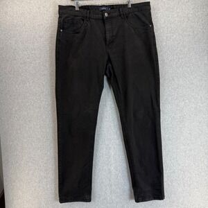 Reserved Men Black Chinos Casual Pants Straight Leg Casual Trousers Size 36 x 33